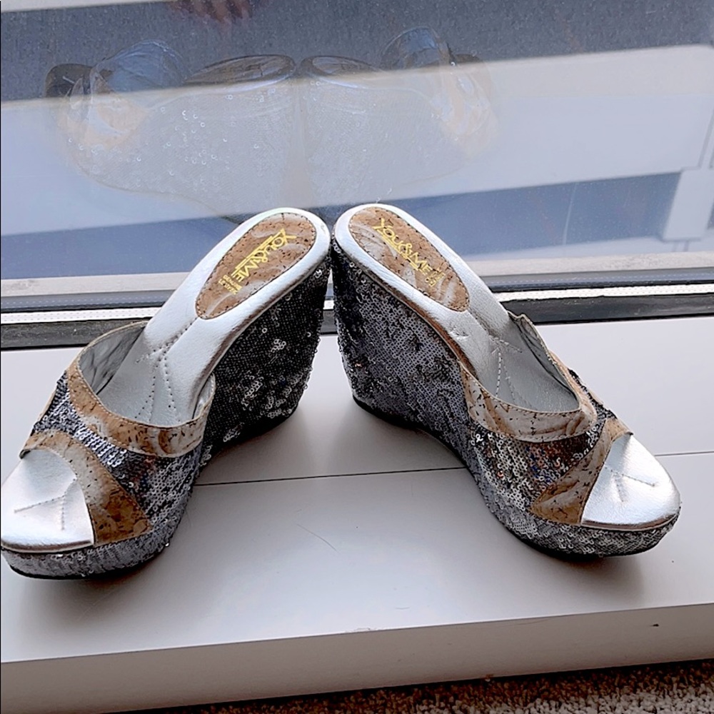 You & Me sequined wedges